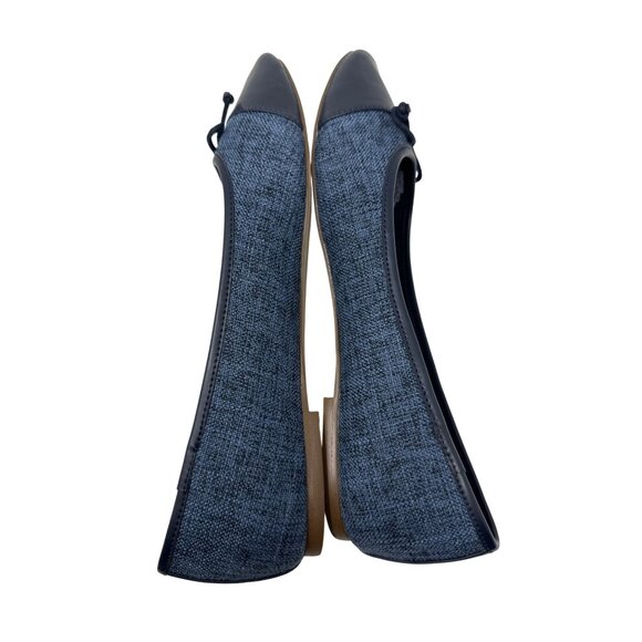J. Crew Navy Blue & Tweed Ballet Flats With Bow Detail Size 9.5 - Picture 10 of 13